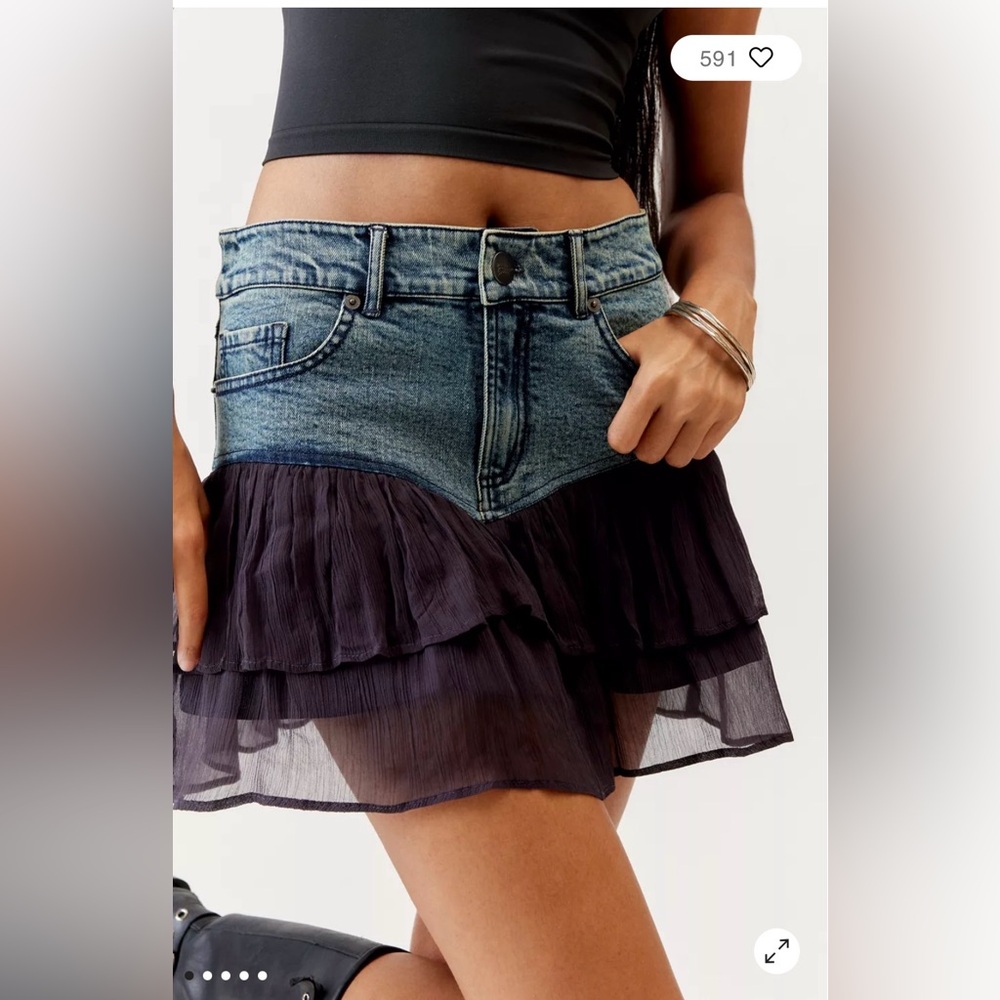 Urban Outfitters Basic Pleasure Mode Luna denim Mini Skirt